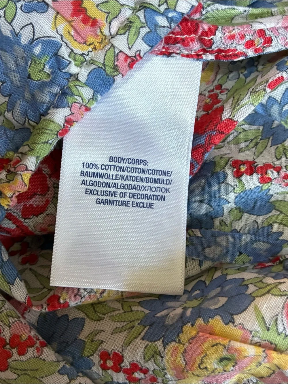 Ralph Lauren Multicolor Floral Peasant Blouse Gathered Neck Size 6 Cotton Garden